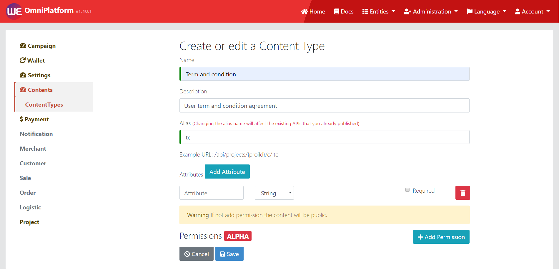 content type creation